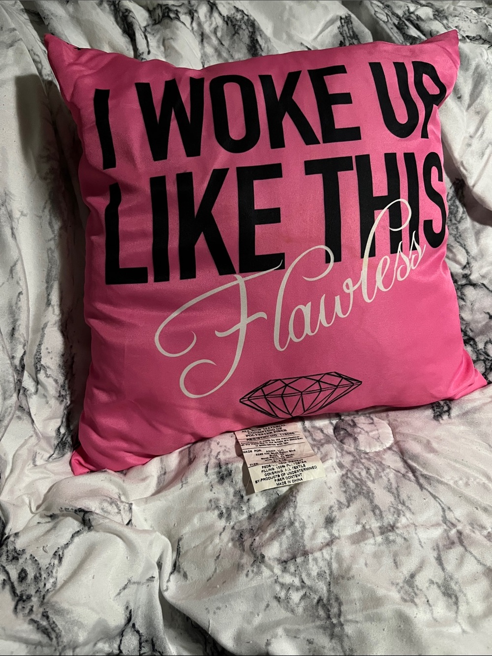 Pink 'I Woke Up Like This' Flawless Decorative Pillow